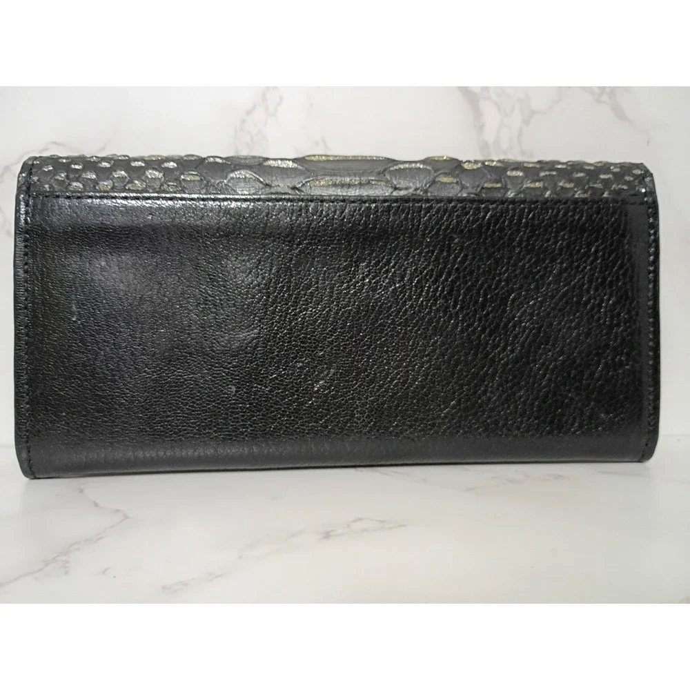 COACH Madison Glitter Python Embossed Black Leather Envelope Wallet - EUC
